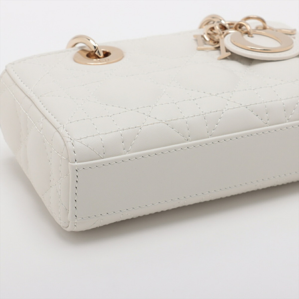 Christian Dior Lady Joy Micro Leather 2WAY Handbag White - Picture 4 of 10